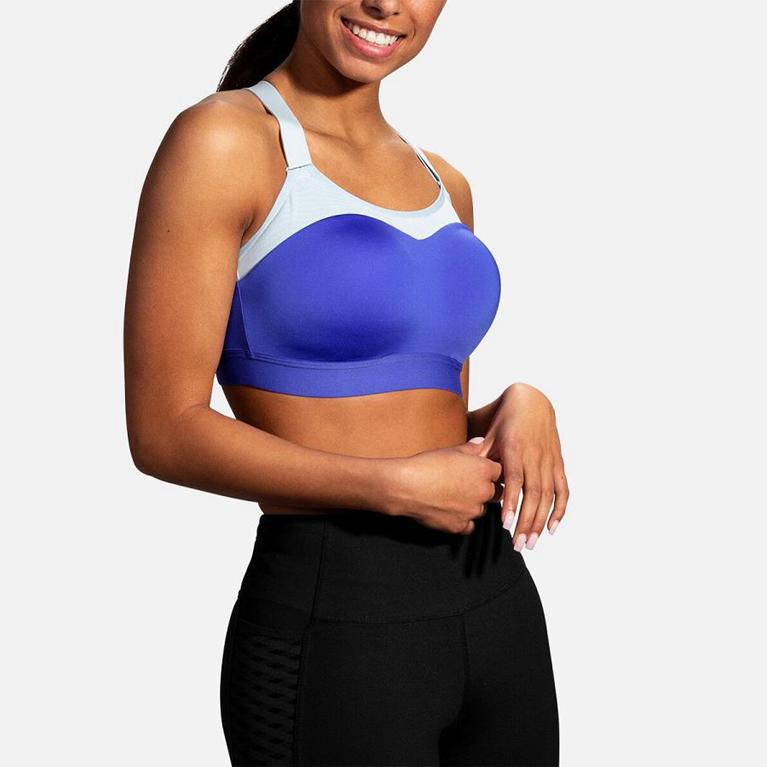 Brooks DARE RACERBACK RUN Running Bra Womens Sale - Blue (KRN476803)